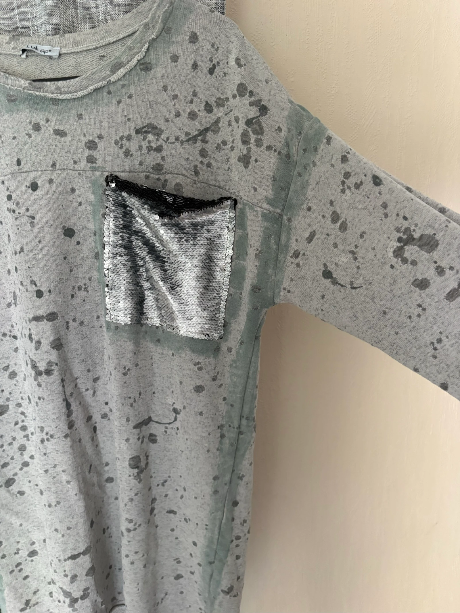 Vestido tipo jersey para mujer S/M gris con bolsillo de lentejuelas Lukap – photo 3
